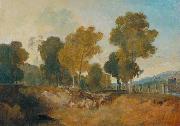 Joseph Mallord William Turner Trees beside the River, with Bridge in the Middle Distance Sweden oil painting artist